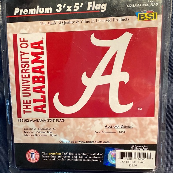 U OF A Crimson Tide 3 X 5 ALABAMA flag “ROLL TIDE” - Picture 2 of 4